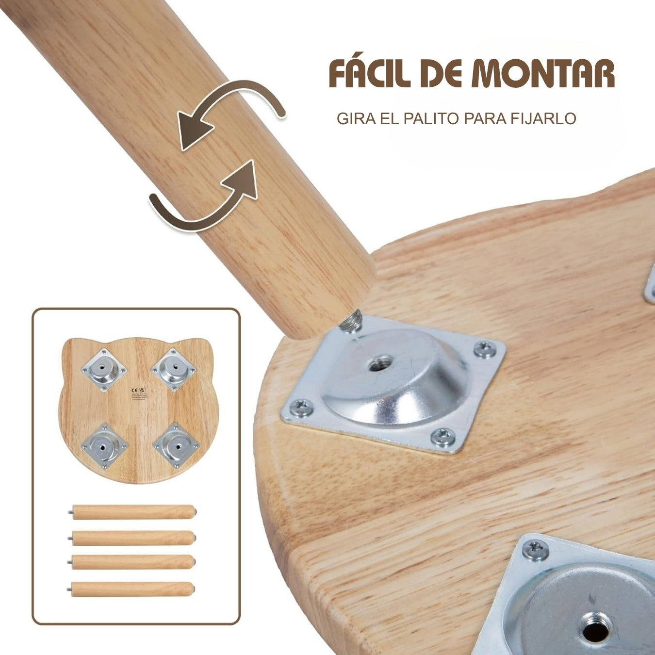 Juego de Sillas Infantiles de Madera – Oso y Tigre