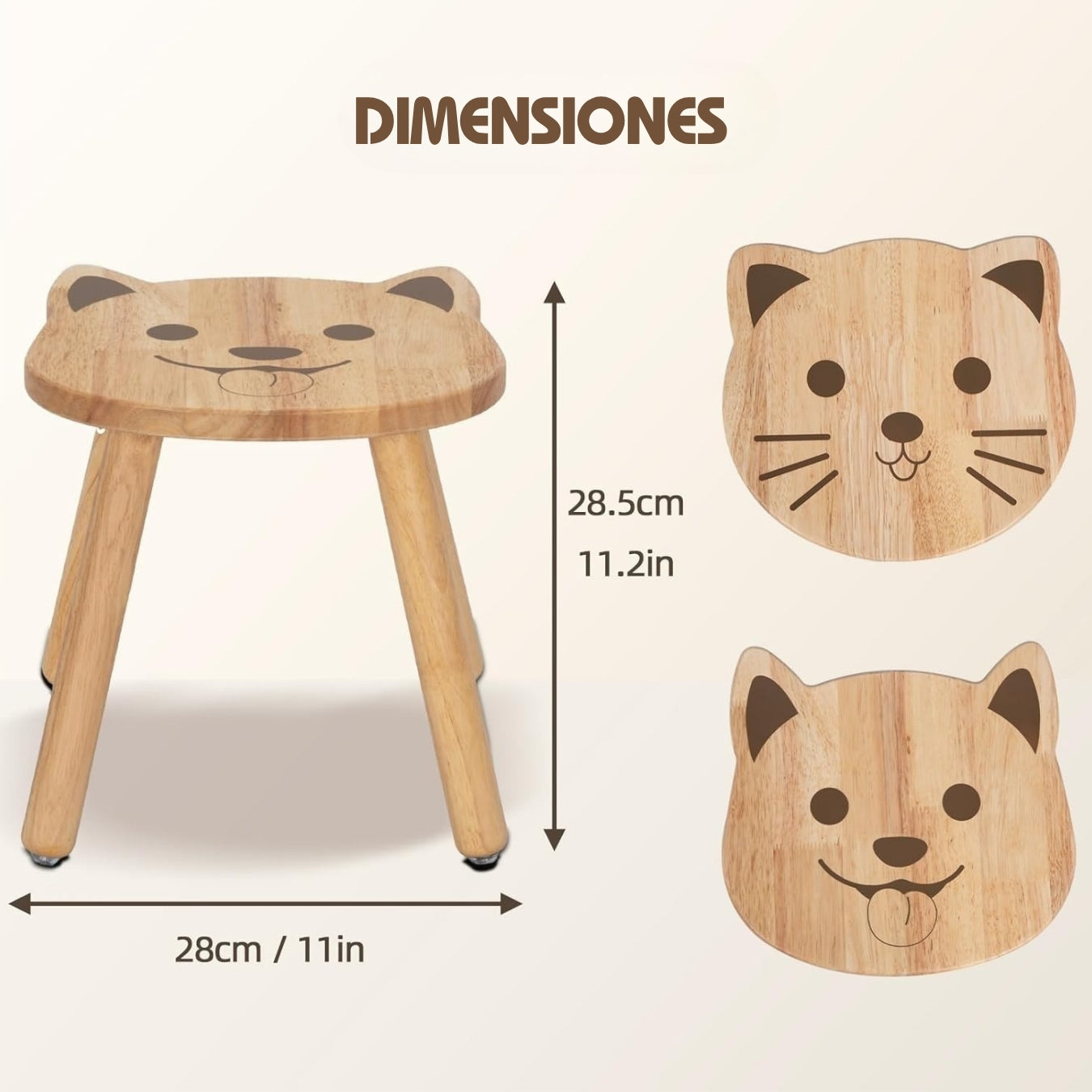 Juego de Sillas Infantiles de Madera – Perro y Gato
