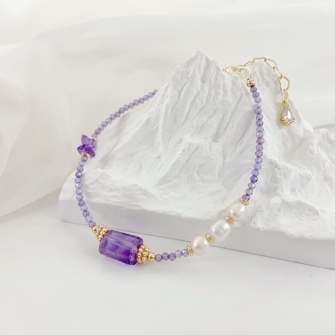 Cubo de Azúcar Morado  (Pulsera de Perlas Cultivadas)