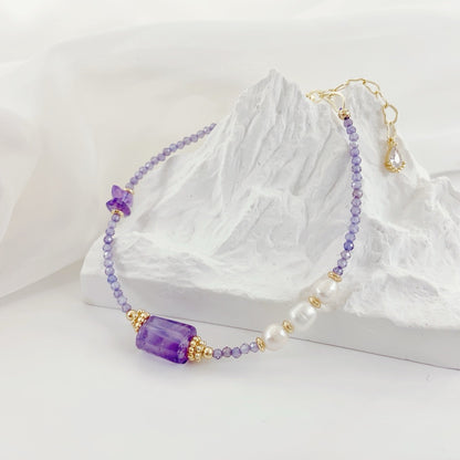 Cubo de Azúcar Morado  (Pulsera de Perlas Cultivadas)