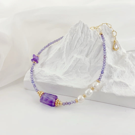 Cubo de Azúcar Morado  (Pulsera de Perlas Cultivadas)