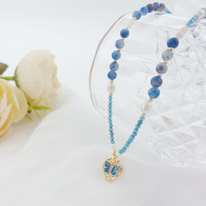 Recuerdos Azules (Collar de Perlas Cultivadas y Piedras Naturales)