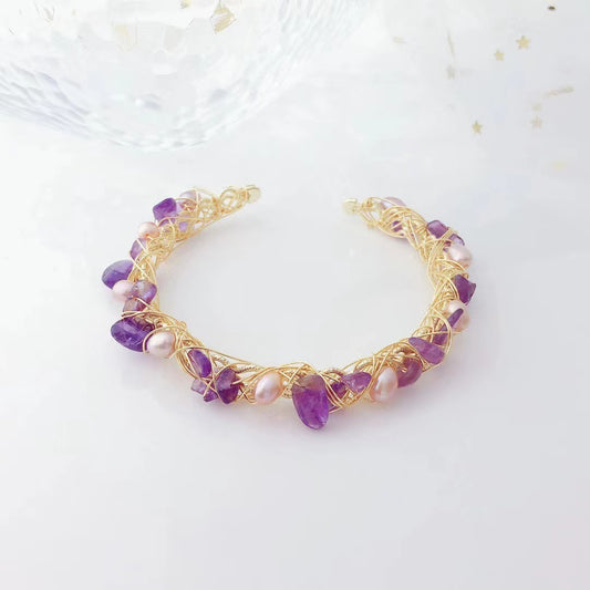 Esperando el Amor (Pulsera de Amatista y Perlas Cultivadas)