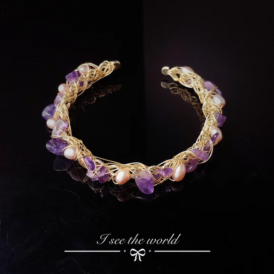 Esperando el Amor (Pulsera de Amatista y Perlas Cultivadas)