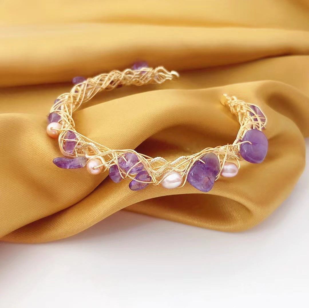 Esperando el Amor (Pulsera de Amatista y Perlas Cultivadas)