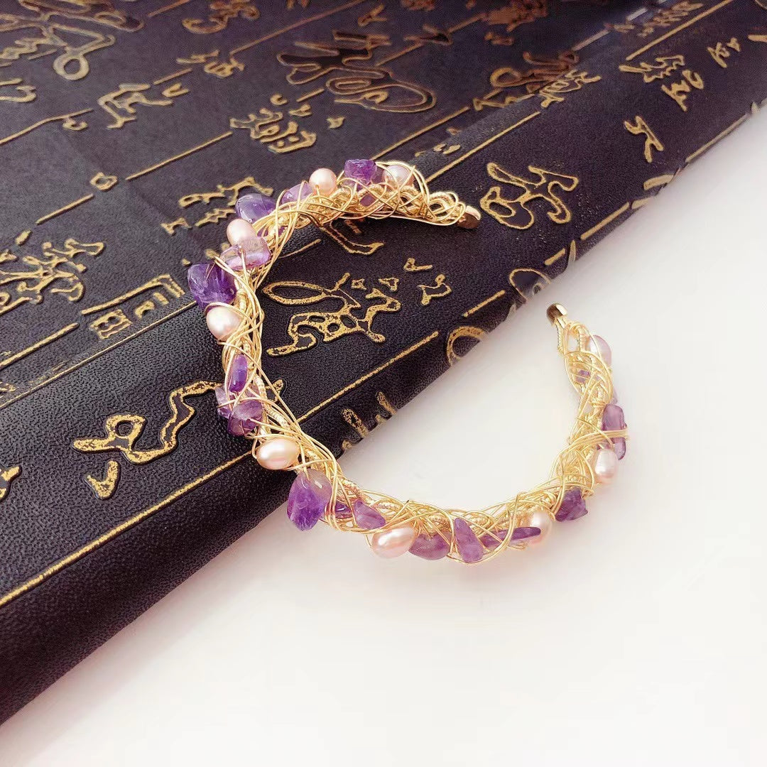 Esperando el Amor (Pulsera de Amatista y Perlas Cultivadas)