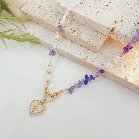 Fantasía de Orquídea Púrpura (Collar de Amatista y Perlas Cultivadas)
