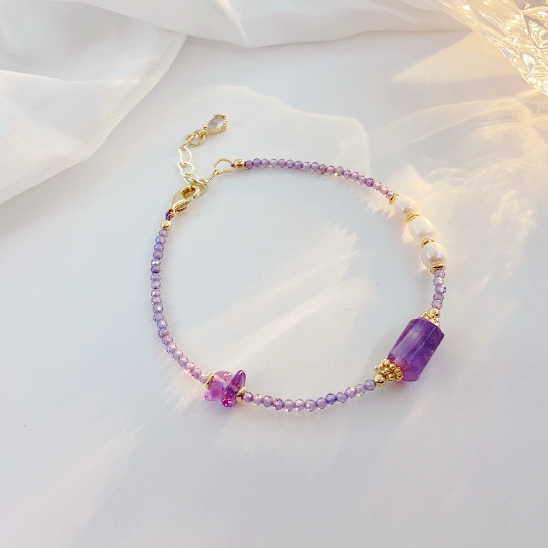 Cubo de Azúcar Morado  (Pulsera de Perlas Cultivadas)