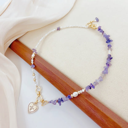 Fantasía de Orquídea Púrpura (Collar de Amatista y Perlas Cultivadas)