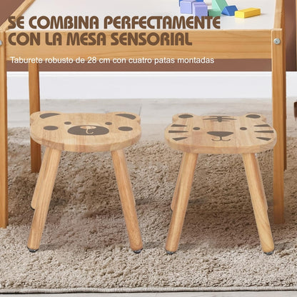 Juego de Sillas Infantiles de Madera – Oso y Tigre