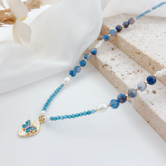Recuerdos Azules (Collar de Perlas Cultivadas y Piedras Naturales)