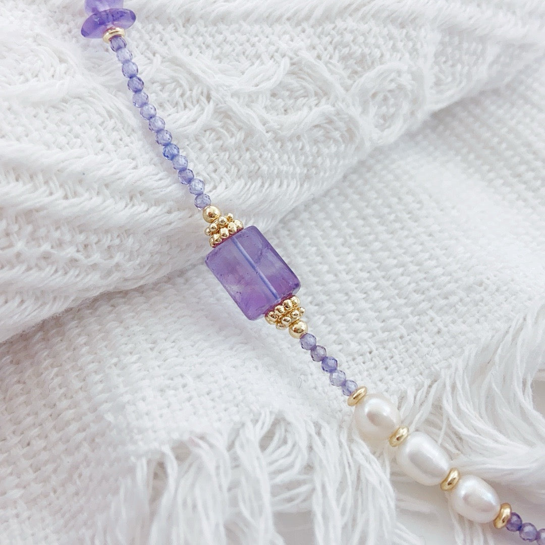 Cubo de Azúcar Morado  (Pulsera de Perlas Cultivadas)