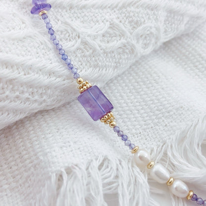 Cubo de Azúcar Morado  (Pulsera de Perlas Cultivadas)