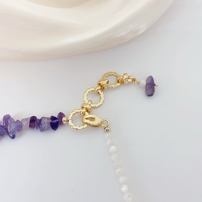 Fantasía de Orquídea Púrpura (Collar de Amatista y Perlas Cultivadas)