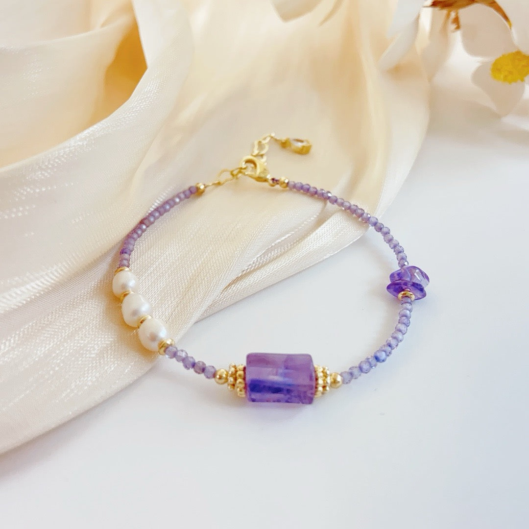 Cubo de Azúcar Morado  (Pulsera de Perlas Cultivadas)