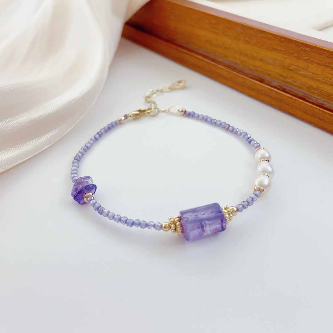 Cubo de Azúcar Morado  (Pulsera de Perlas Cultivadas)