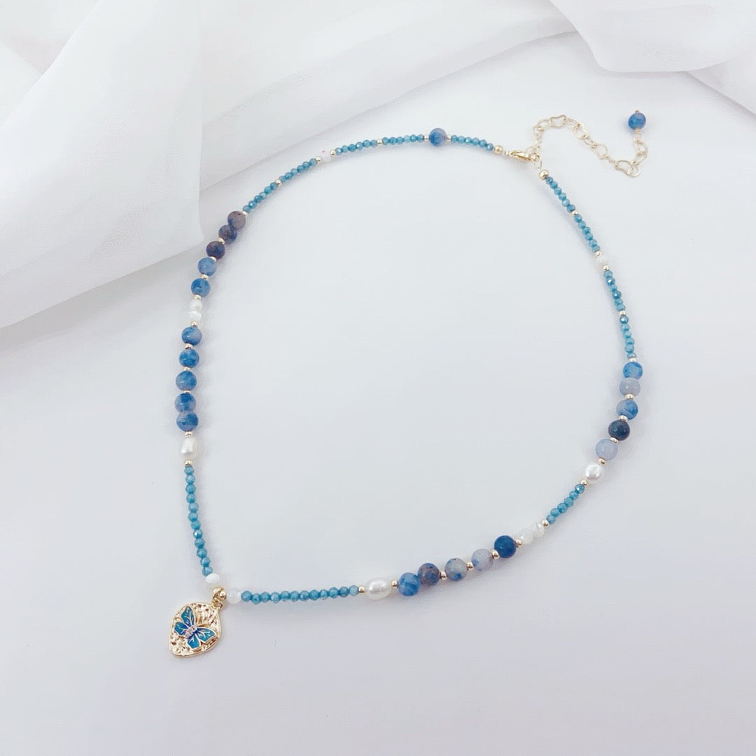 Recuerdos Azules (Collar de Perlas Cultivadas y Piedras Naturales)