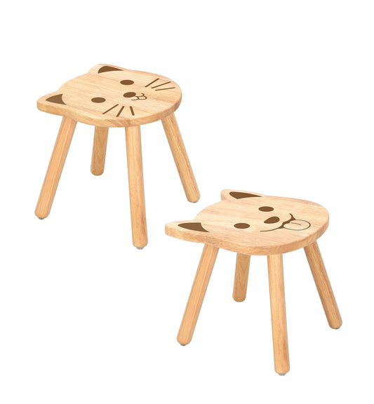 Juego de Sillas Infantiles de Madera – Perro y Gato