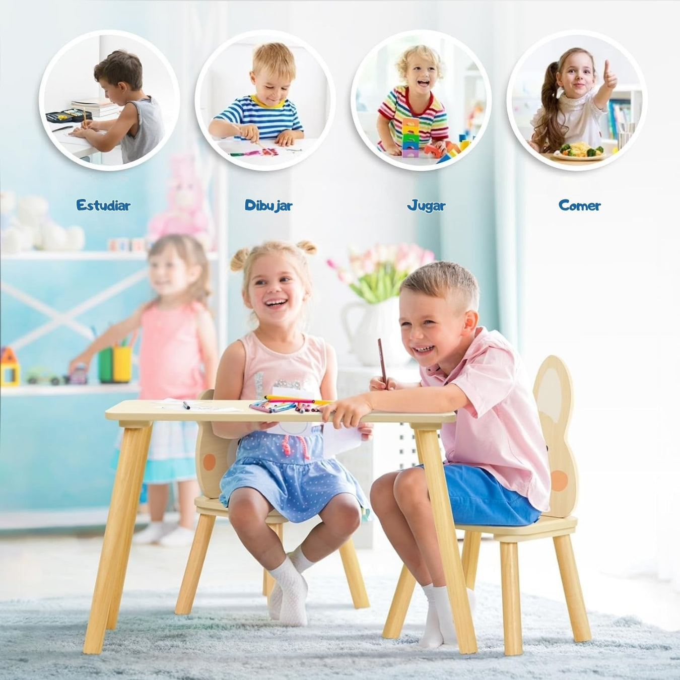 Juego de Mesa y Sillas Infantiles
