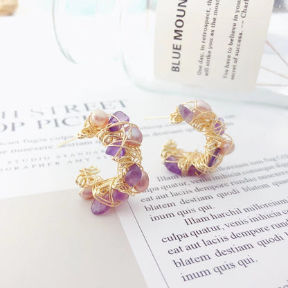 Esperando el Amor (Aretes de Amatista y Perlas Cultivadas)