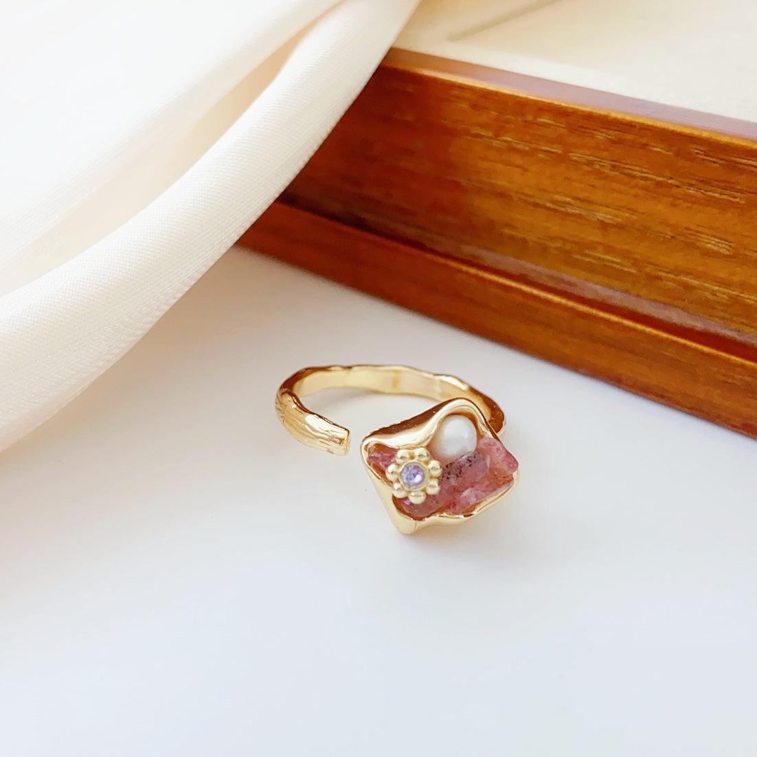 Belleza Terrenal (Naranja)  (Anillo de Perlas Cultivadas)
